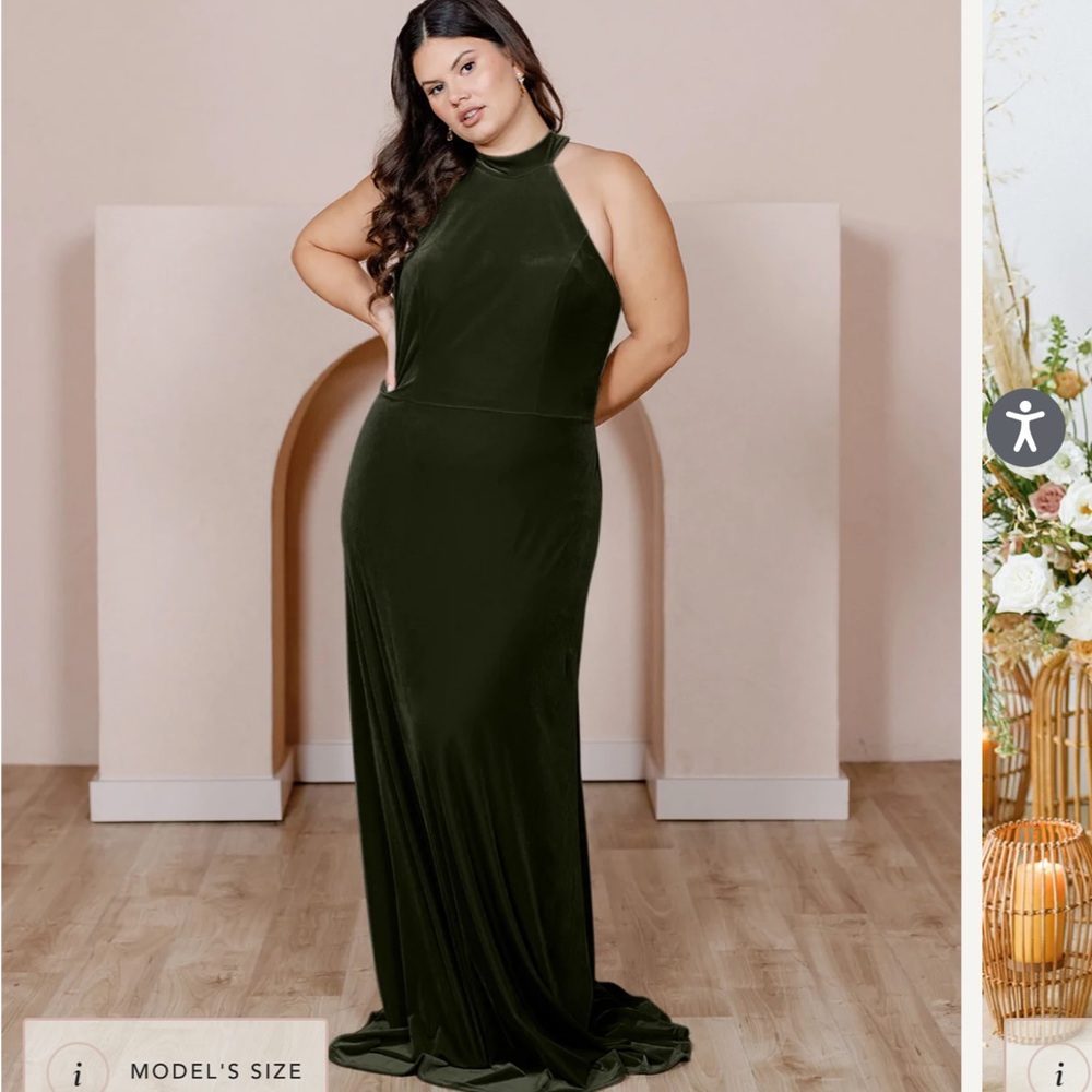 Revelry Olive Bridesmaid Dress - Size 6, Velvet